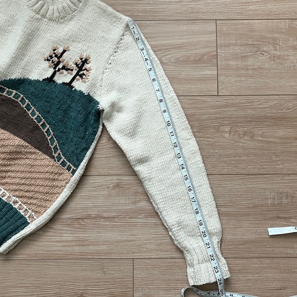 Vintage Kauri Kraft hand knit wool sweater featuring sheep in a pasture - Picture 12 of 12